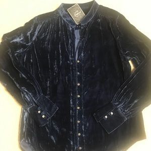 JACHS Girlfriend New York navy  velvet top